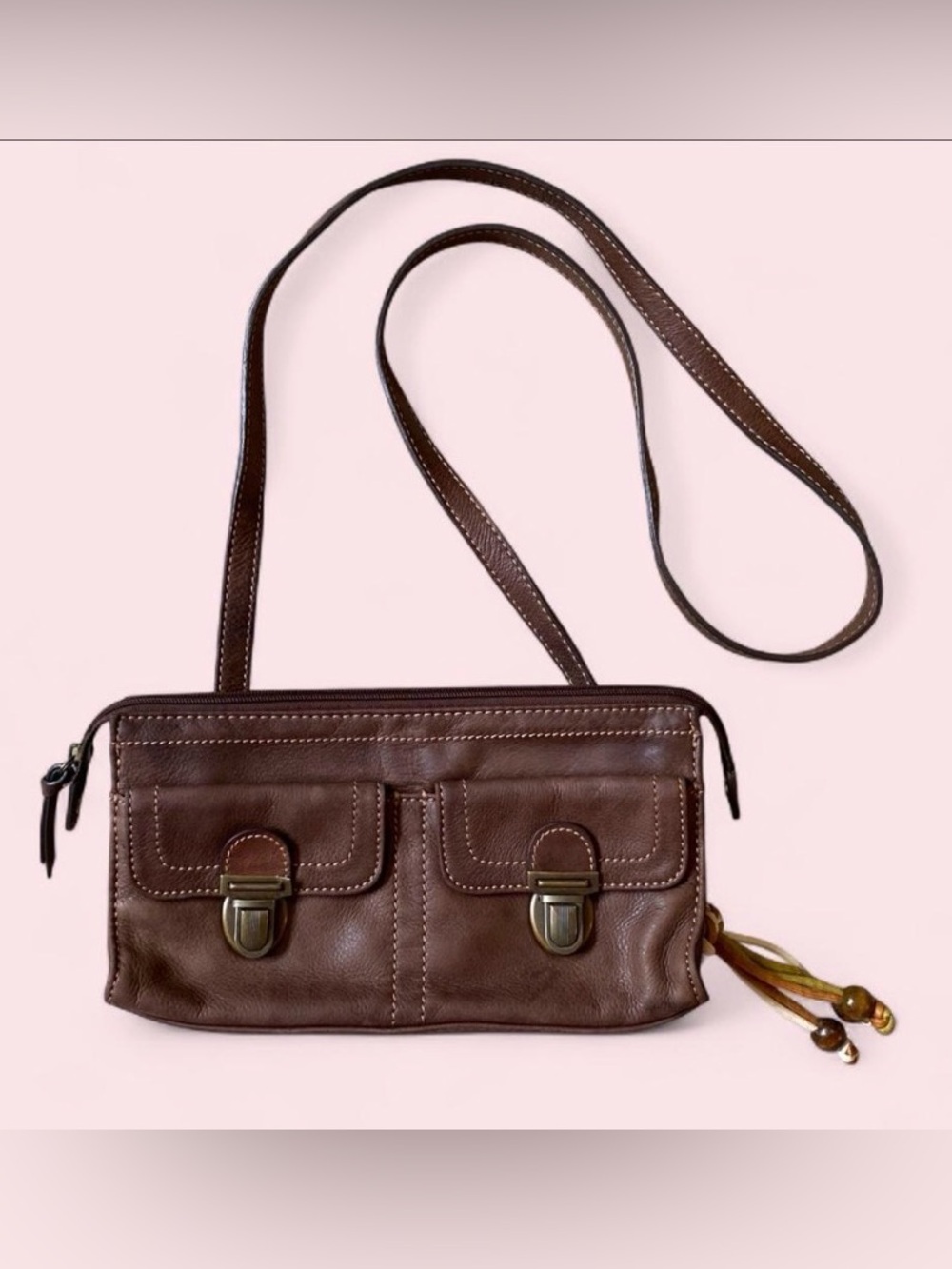 Fossil brown leather crossbody